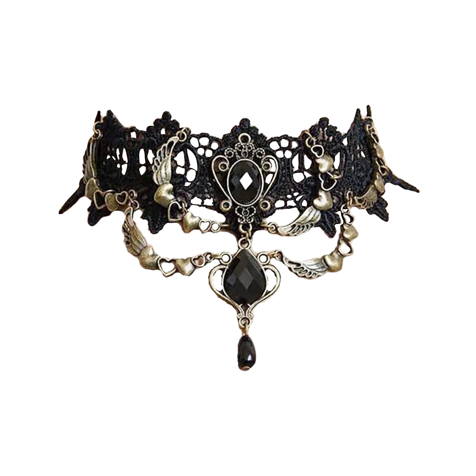 Court Gothic Black Lace Tie Ch - Women Jewelry Accessories For Black Dress review and price