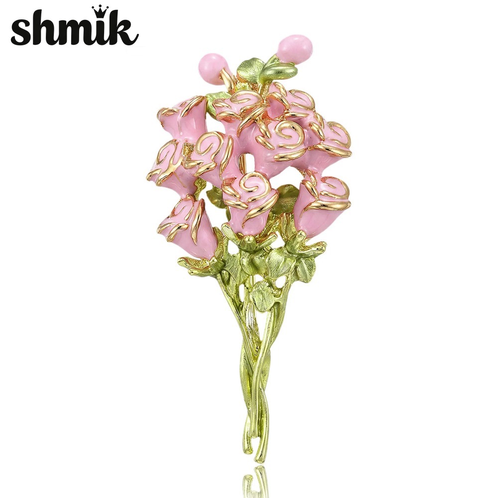 Pink Enamel Rose Bouquet Brooc - Women Accessories Bouquet review and price