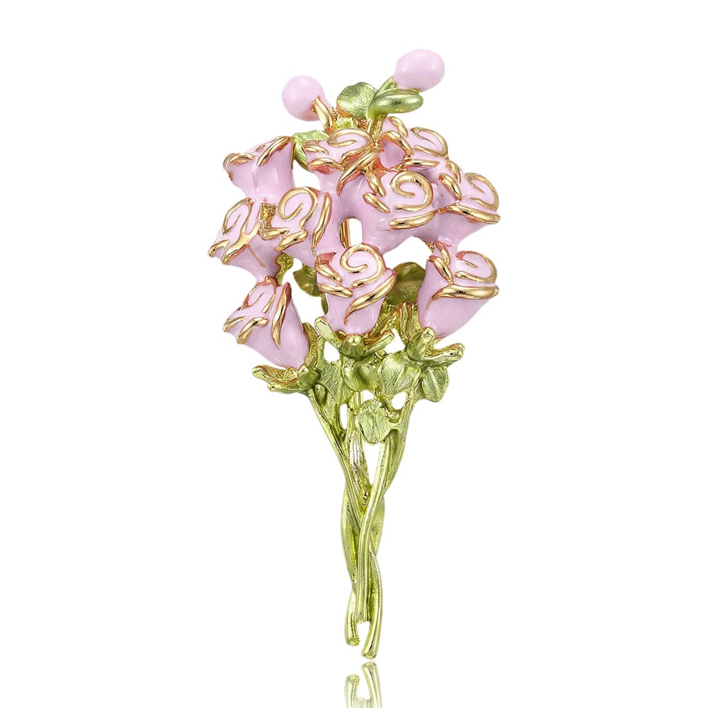 Pink Enamel Rose Bouquet Brooc - Women Accessories Bouquet review and price