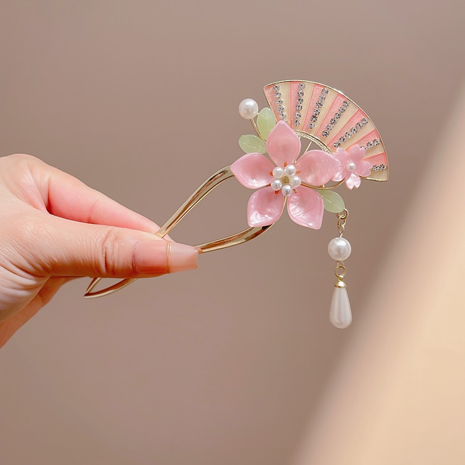 Elegant Pink Flower Hair Pin U - Pearl Hair Pin review and price